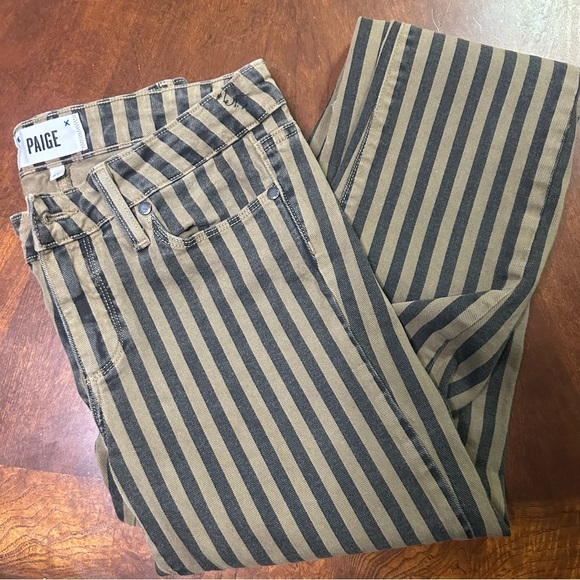 PAIGE Pants - PAIGE Brown and Black Striped Ankle Pants